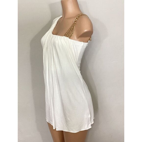 New. SKY ivory white gathered long sleeve mini with chains. Retails $249 - Picture 5 of 10